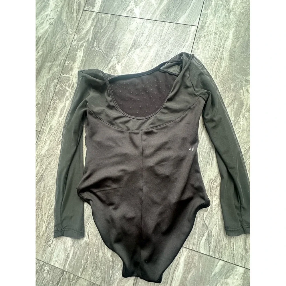 Justice Black Long Sleeve Crystal Leotard 5/6 0181‎